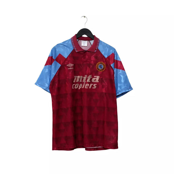 ウェア 90s umbro Aston Villa uniform shirt y2k ASTON VILLA 1990 1992 HOME FOOTBALL SHIRT SOCCER JERSEY