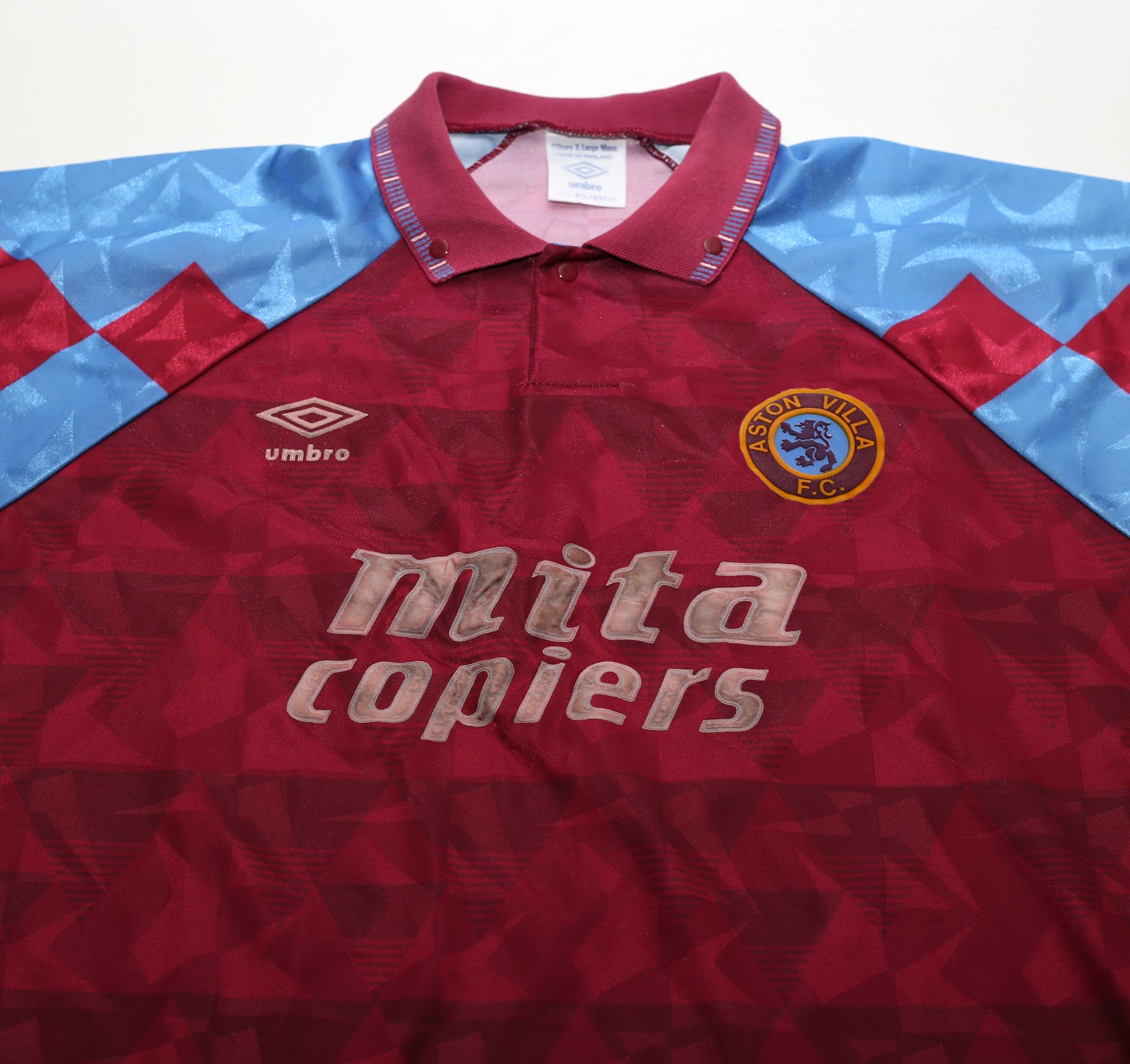 1990/92 Aston Villa Vintage Umbro Home Football Shirt (XL)