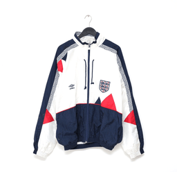 1990/92 ENGLAND Vintage Umbro Football Track Top Shell Jacket (XL) Italia 90