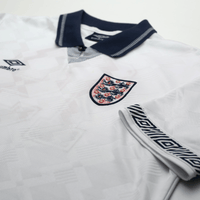 1990/92 Gascoigne #19 England Retro Umbro Home Football Shirt (L) Italia 90