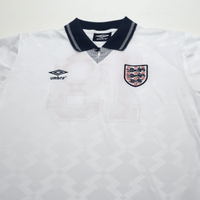 1990/92 Gascoigne #19 England Retro Umbro Home Football Shirt (L) Italia 90