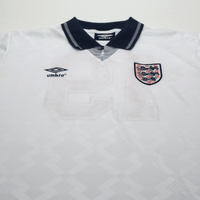 1990/92 Gascoigne #19 England Retro Umbro Home Football Shirt (L) Italia 90