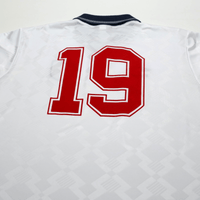 1990/92 Gascoigne #19 England Retro Umbro Home Football Shirt (L) Italia 90