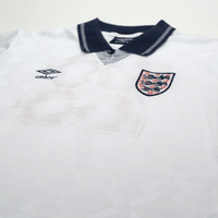 1990/92 Gascoigne #19 England Retro Umbro Home Football Shirt (L) Italia 90