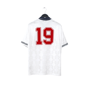 1990/92 Gascoigne #19 England Retro Umbro Home Football Shirt (L) Italia 90