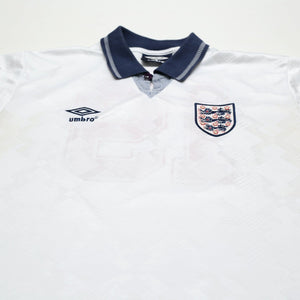 1990/92 Gascoigne #19 England Retro Umbro Home Football Shirt (L) Italia 90