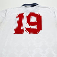 1990/92 Gascoigne #19 England Retro Umbro Home Football Shirt (L) Italia 90