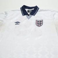1990/92 Gascoigne #19 England Retro Umbro Home Football Shirt (L) Italia 90