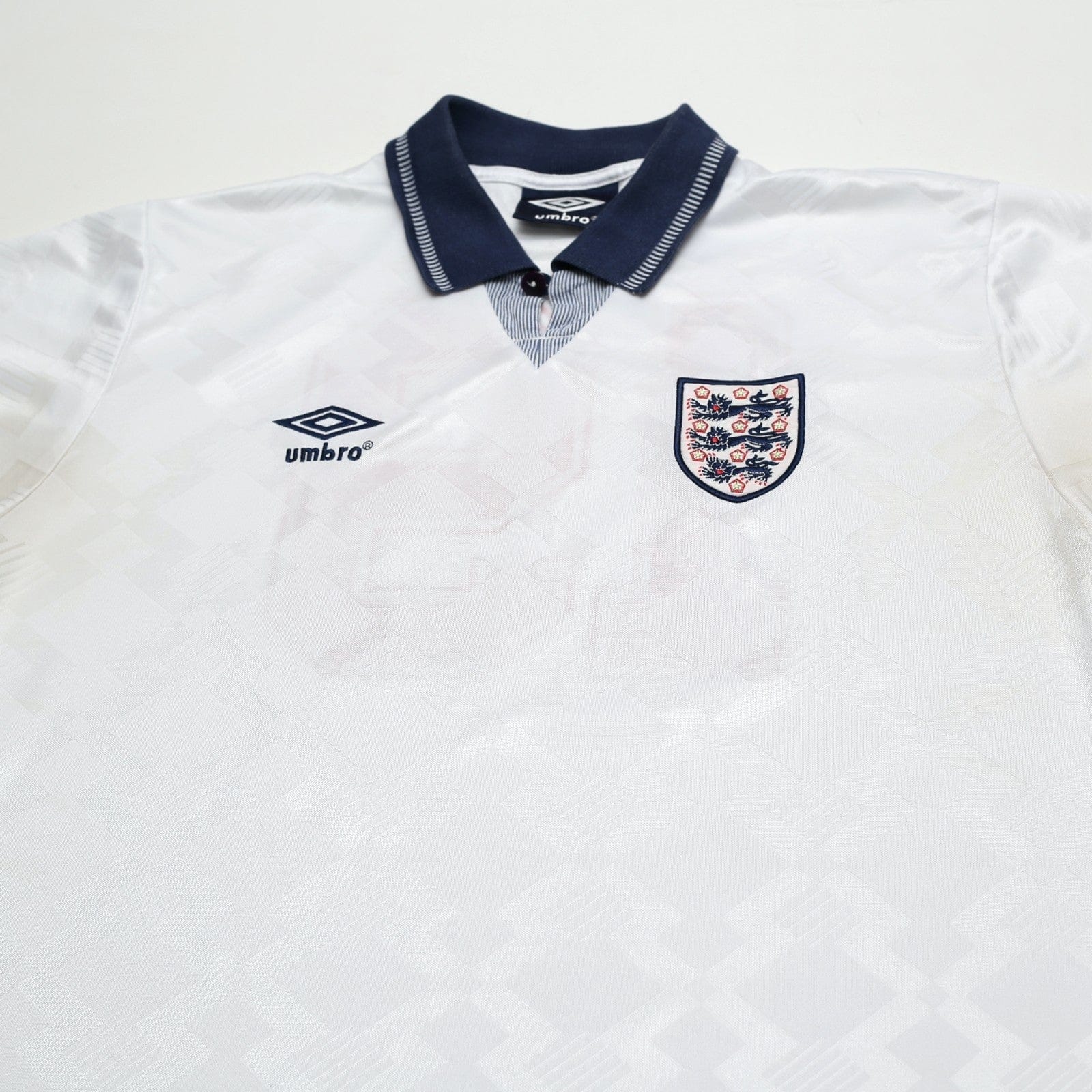 1990/92 Gascoigne #19 England Retro Umbro Home Football Shirt (L) Italia 90