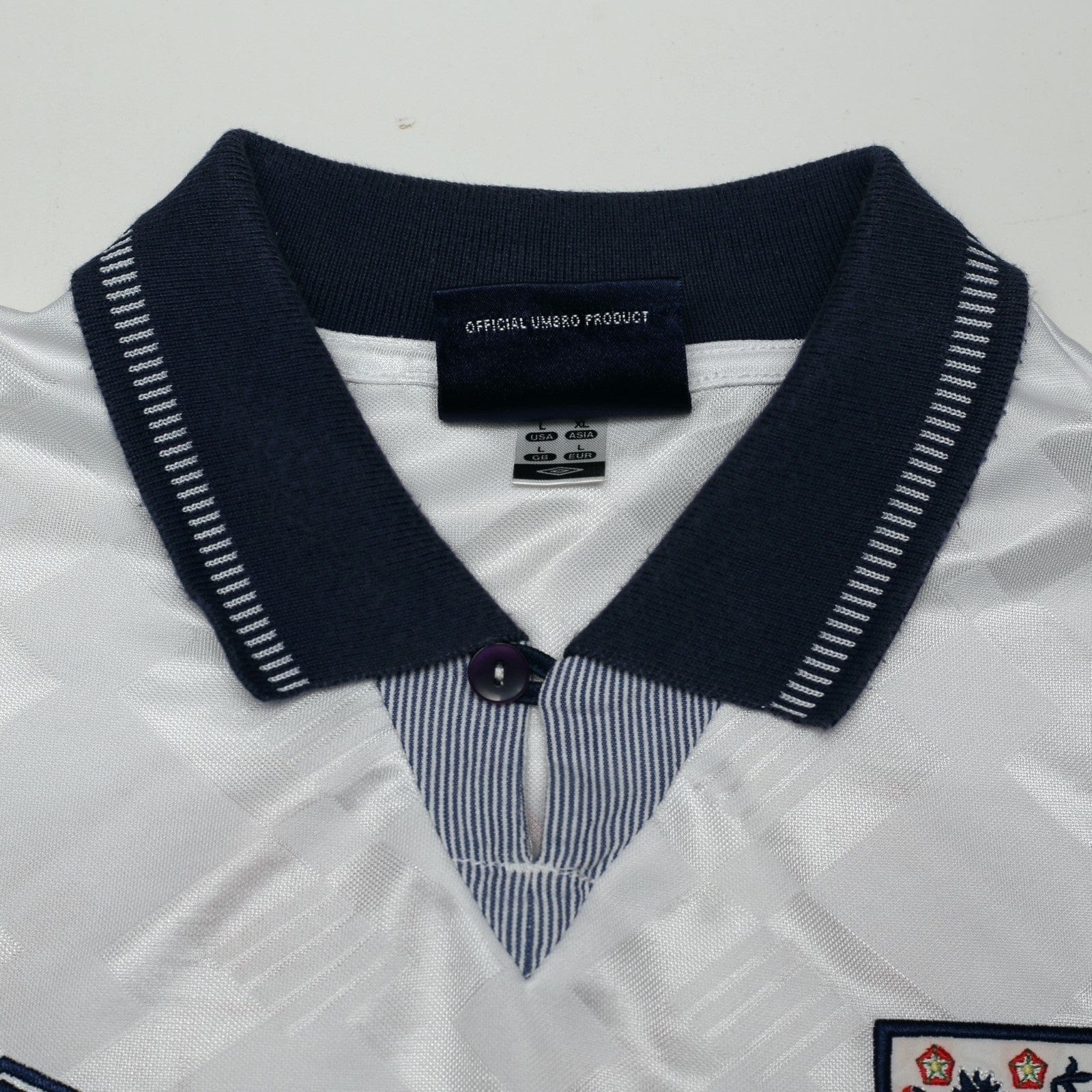 1990/92 Gascoigne #19 England Retro Umbro Home Football Shirt (L) Italia 90