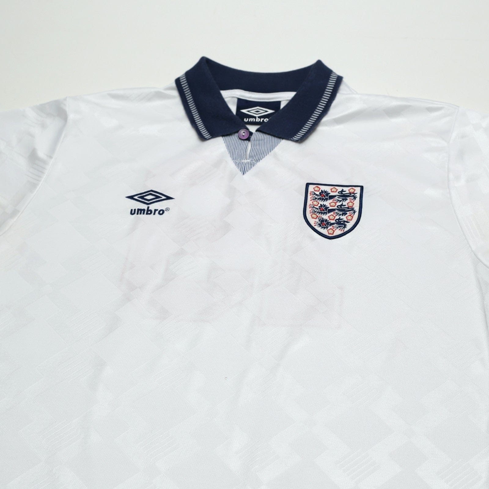1990/92 Gascoigne #19 England Retro Umbro Home Football Shirt (L) Italia 90