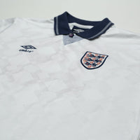 1990/92 Gascoigne #19 England Retro Umbro Home Football Shirt (L) Italia 90