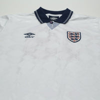 1990/92 Gascoigne #19 England Retro Umbro Home Football Shirt (L) Italia 90