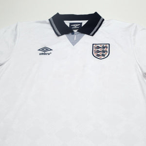 1990/92 Gascoigne #19 England Retro Umbro Home Football Shirt (L) Italia 90