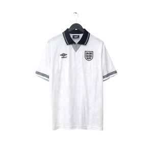 1990/92 Gascoigne #19 England Retro Umbro Home Football Shirt (L) Italia 90
