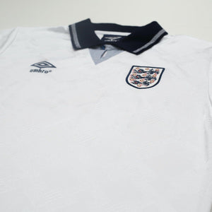 1990/92 Gascoigne #19 England Retro Umbro Home Football Shirt (L) Italia 90