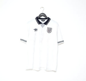 1990/92 GASCOIGNE #19 England Retro Umbro Home Football Shirt (L) Italia 90