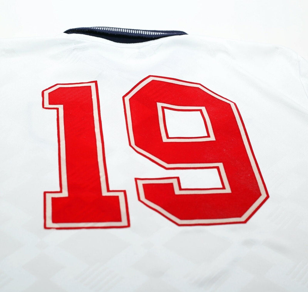 1990/92 GASCOIGNE #19 England Retro Umbro Home Football Shirt (L) Italia 90