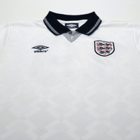 1990/92 Gascoigne #19 England Retro Umbro Home Football Shirt (M) Italia 90