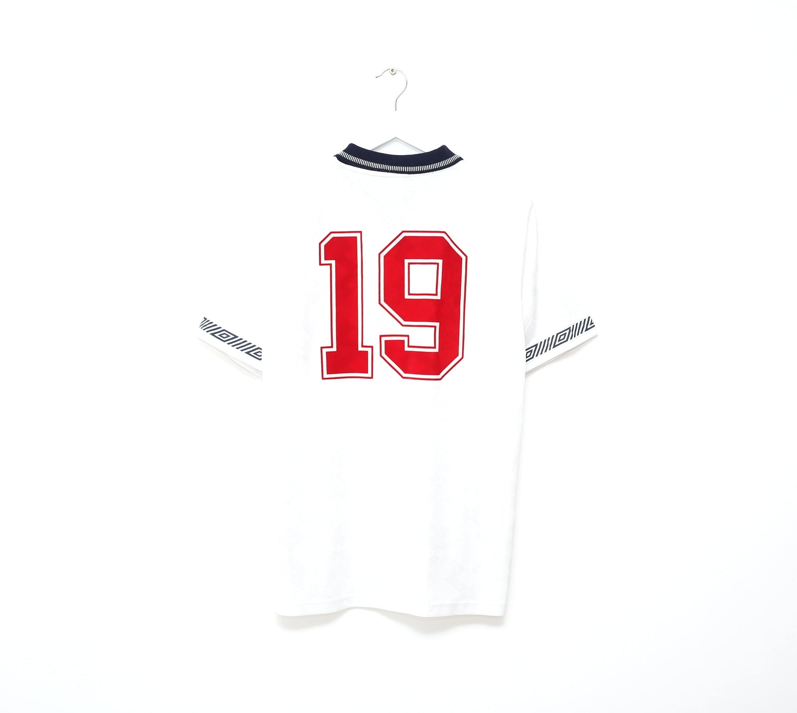 1990/92 GASCOIGNE #19 England Retro Umbro Home Football Shirt (M) Italia 90