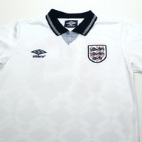 1990/92 Gascoigne #19 England Retro Umbro Home Football Shirt (S) Italia 90
