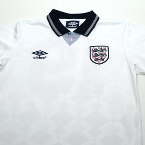 1990/92 Gascoigne #19 England Retro Umbro Home Football Shirt (S) Italia 90