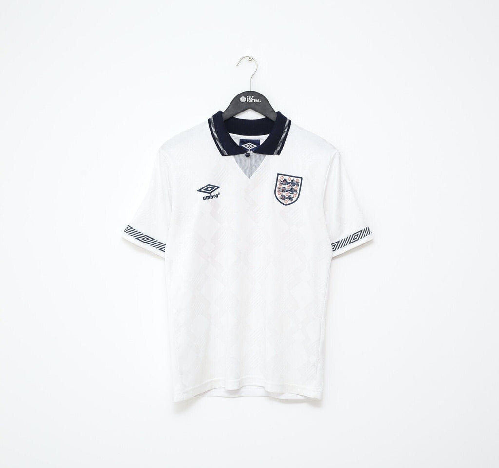 1990/92 GASCOIGNE #19 England Retro Umbro Home Football Shirt (S) Italia 90