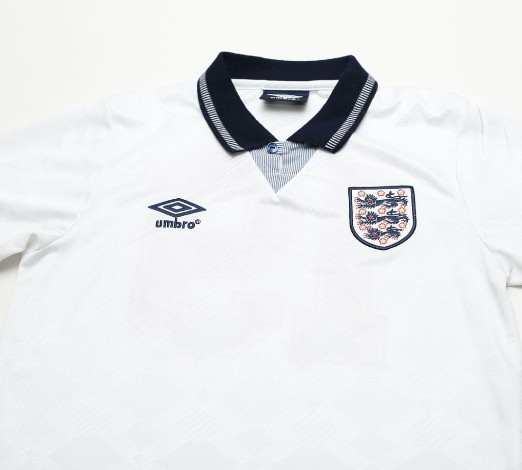 1990/92 GASCOIGNE #19 England Retro Umbro Home Football Shirt (S) Italia 90