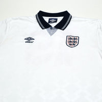 1990/92 Gascoigne #19 England Retro Umbro Home Football Shirt (XL) Italia 90