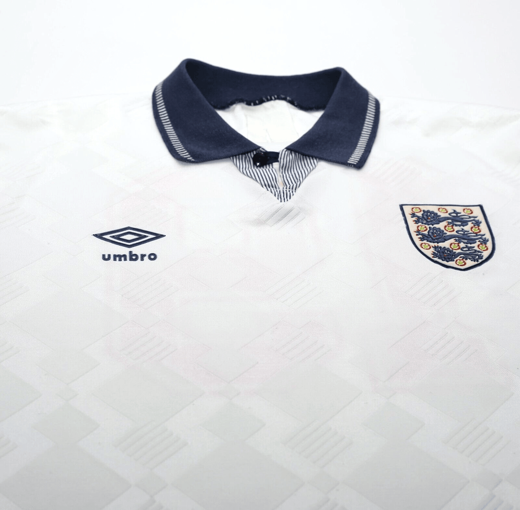 1990/92 GASCOIGNE #19 England Vintage Umbro Home Football Shirt (L) Italia 90