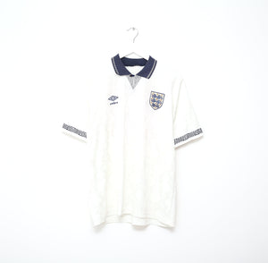 1990/92 GASCOIGNE #19 England Vintage Umbro Home Football Shirt (L) Italia 90
