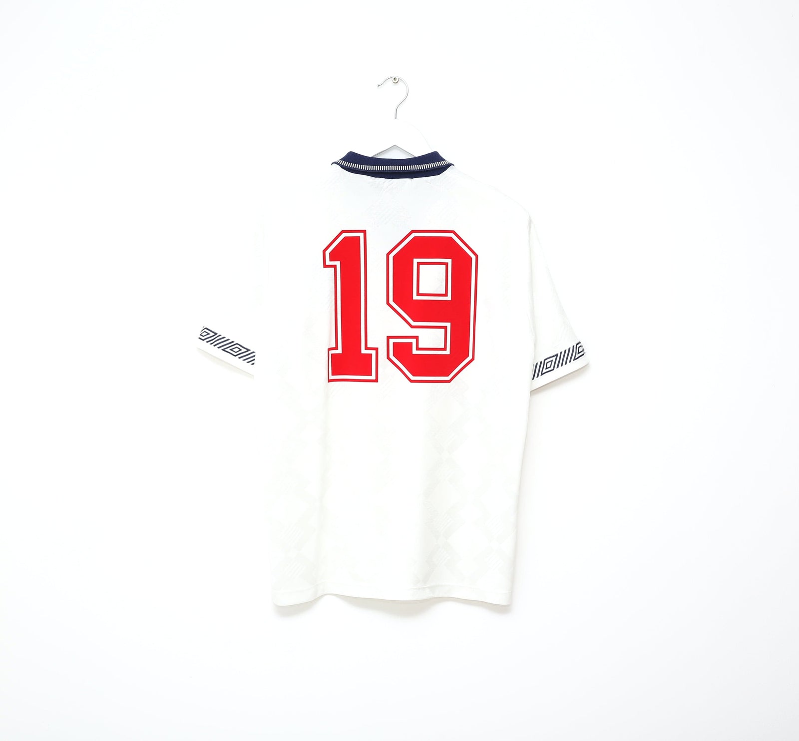 1990/92 GASCOIGNE #19 England Vintage Umbro Home Football Shirt (M) Italia 90