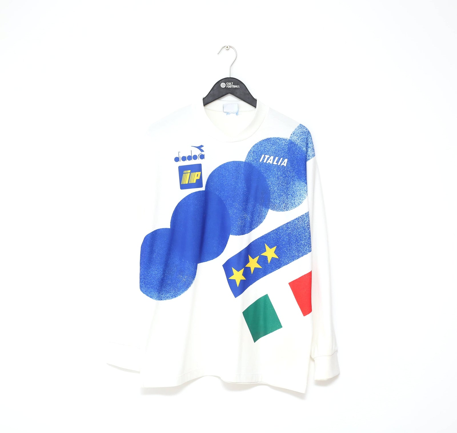 1990/92 ITALY Vintage Diadora LS Player Issue Football Training Shirt Jersey (L)