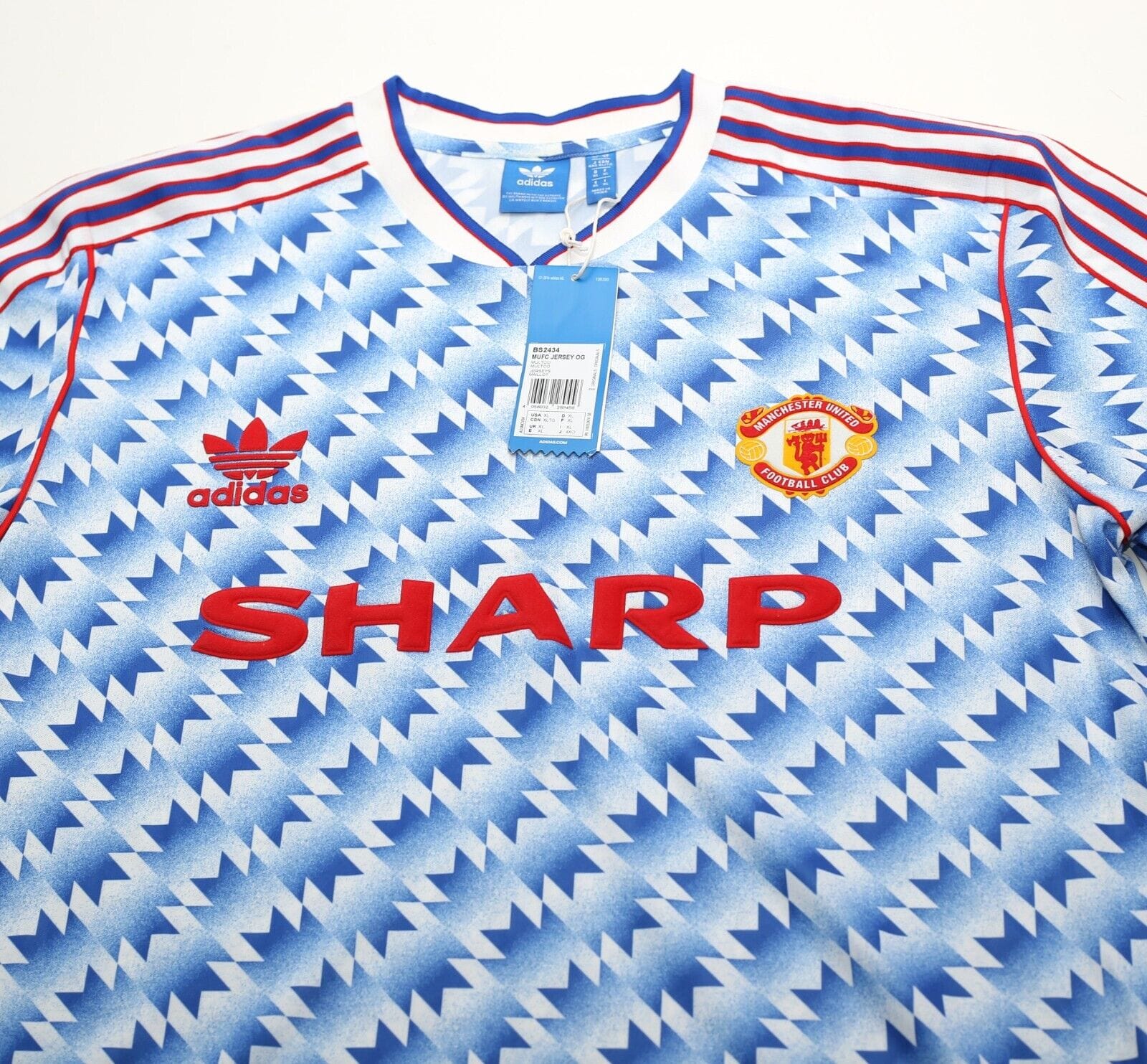 1990/92 MANCHESTER UNITED Retro adidas Originals Away Football Shirt (L/XL) BNWT