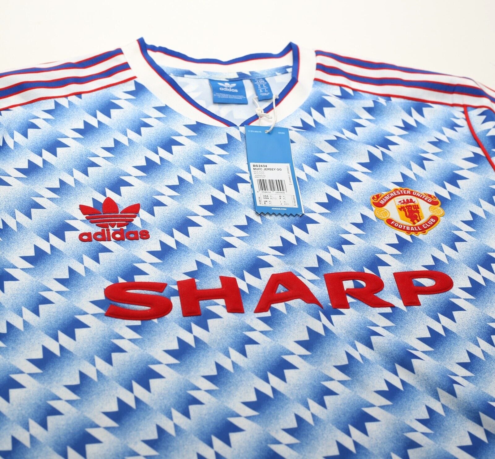 1990/92 MANCHESTER UNITED Retro adidas Originals Away Football Shirt (L/XL) BNWT