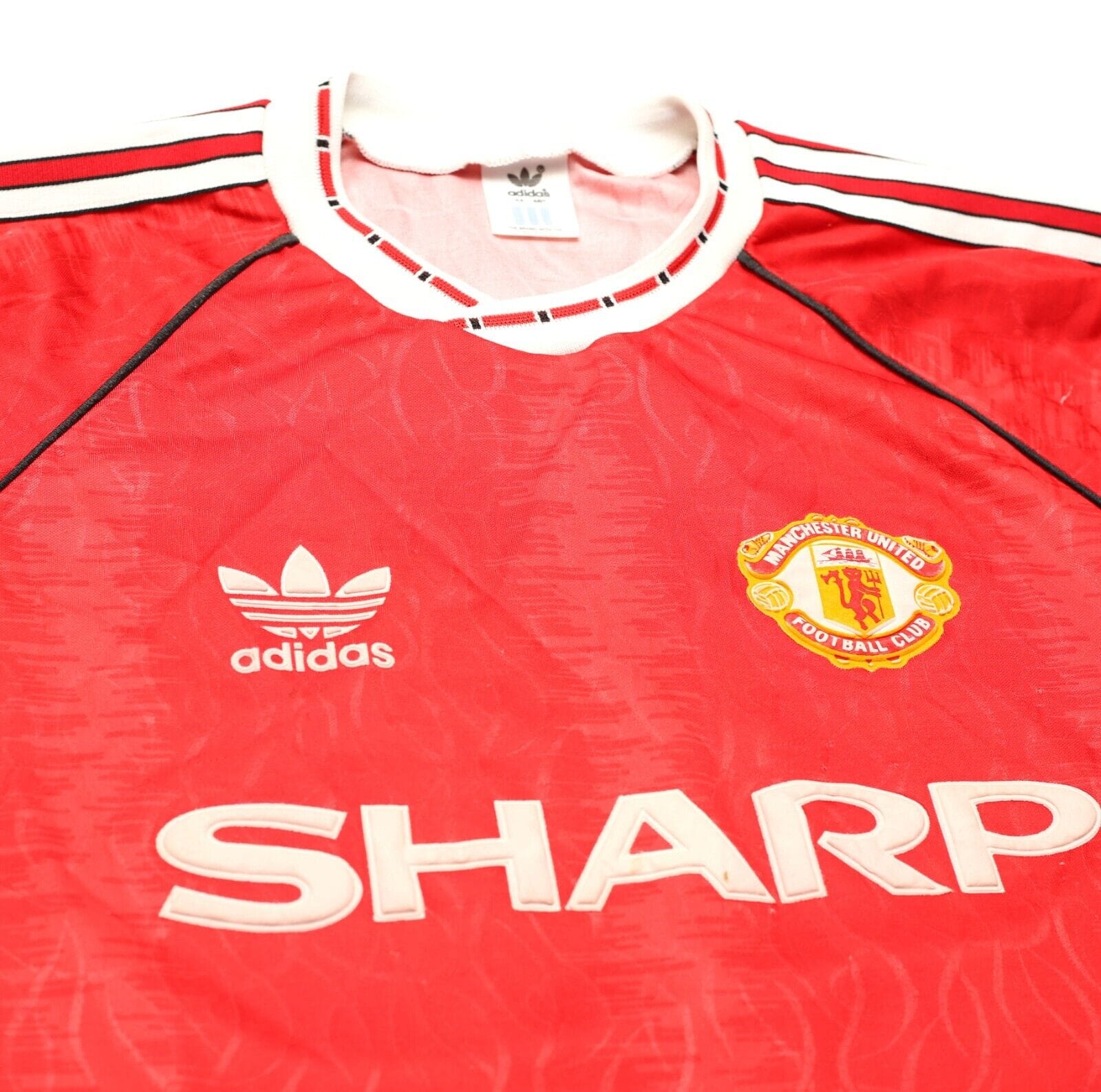 1990/92 MANCHESTER UNITED Vintage adidas Home Football Shirt (L) 44/46
