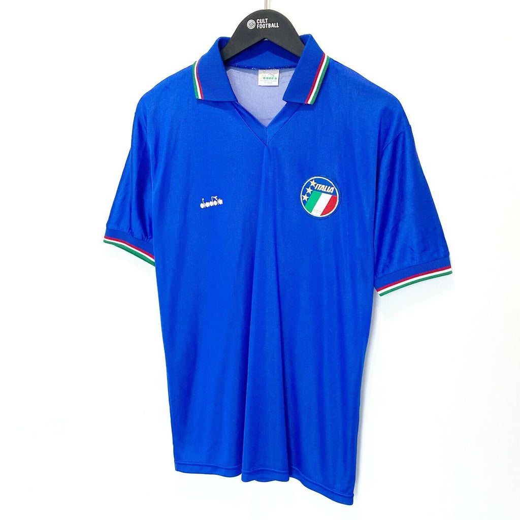 1990 MALDINI #7 Italy Vintage Diadora Home Football Shirt Italia 90 (M) AC Milan