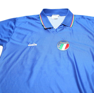 1990 SCHILLACI #19 Italy Vintage Diadora Home Football Shirt Italia 90 (M)