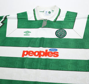 1991/92 CELTIC Vintage Umbro Home Football Shirt (XL)