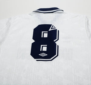 1991/92 GASCOIGNE #8 Tottenham Hotspur Vintage Umbro Home Football Shirt (L)