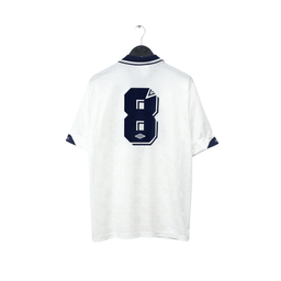 1991/92 GASCOIGNE #8 Tottenham Hotspur Vintage Umbro Home Football Shirt (L)