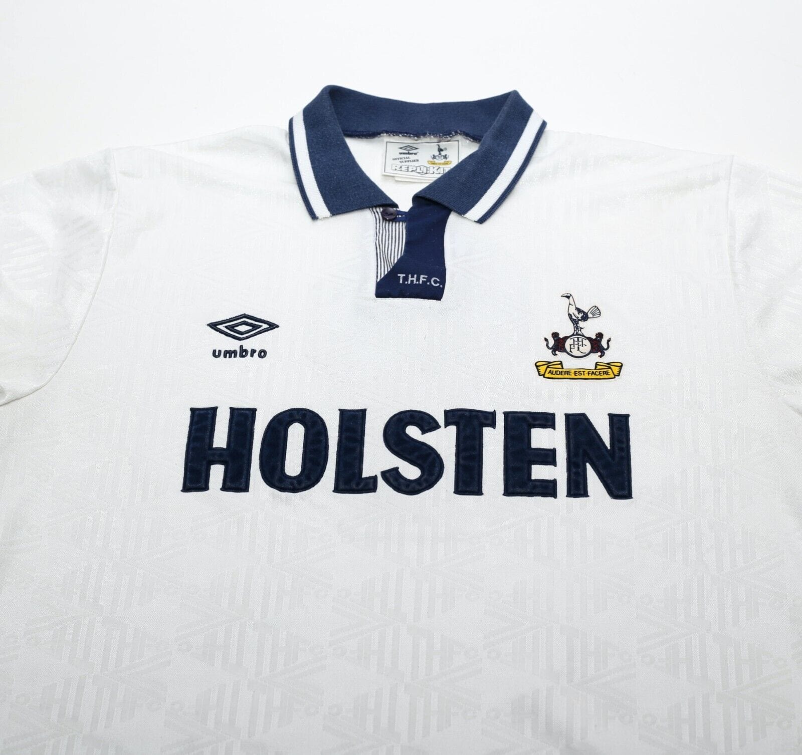 1991/92 GASCOIGNE #8 Tottenham Hotspur Vintage Umbro Home Football Shirt (L)