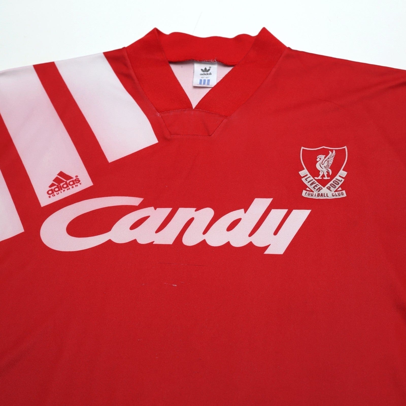 1991/92 Liverpool Vintage adidas Equipment Home Football Shirt 40/42 (L) CANDY