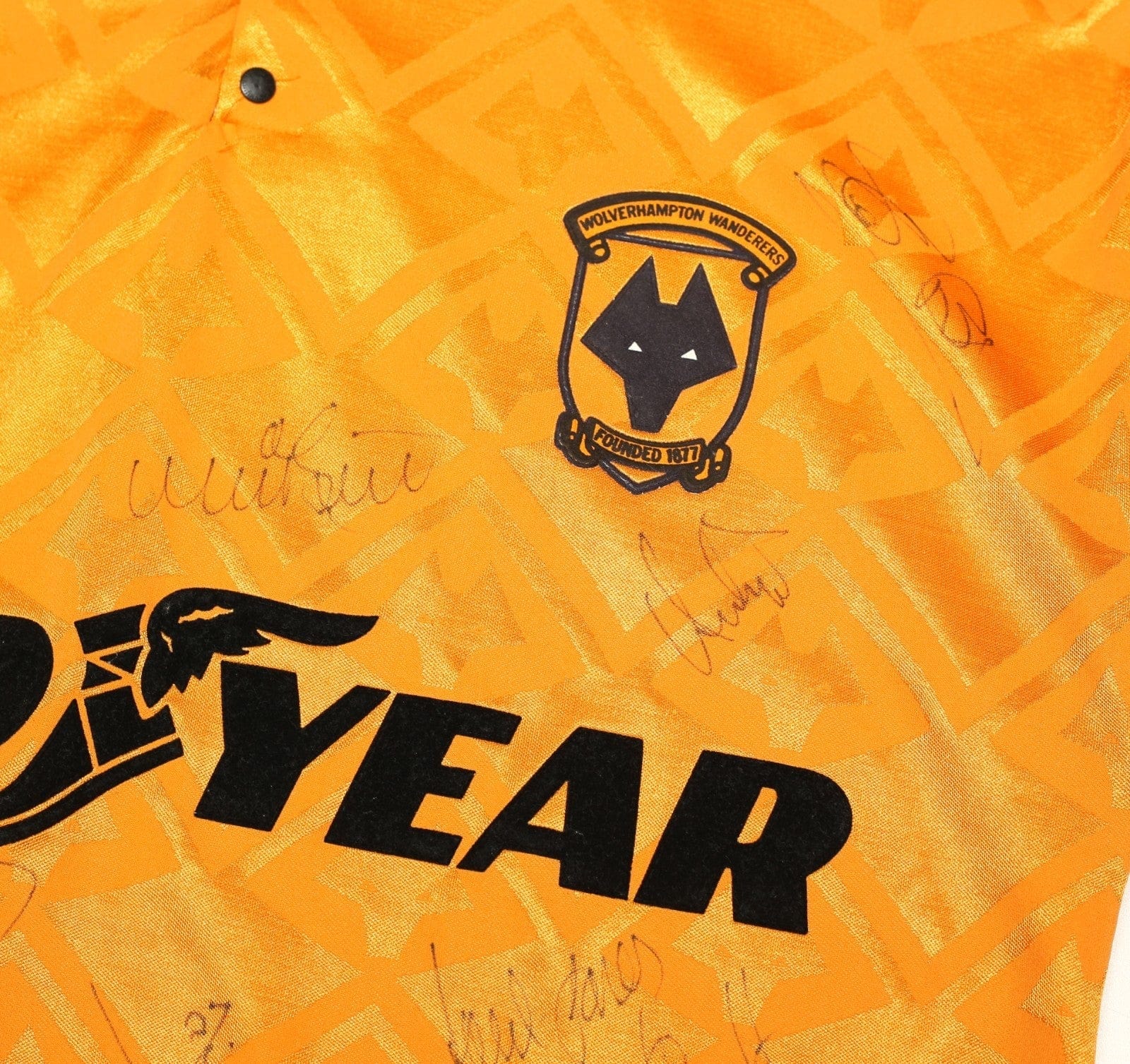 1991/92 WOLVERHAMPTON WANDERERS Vintage Bukta Home Football Shirt (M) SIGNED