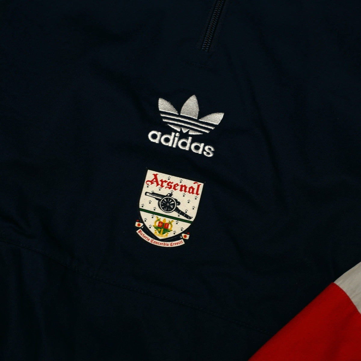 1991/93 Arsenal adidas Originals 1/4 Zip Football Track Top Jacket (L) Drill Top