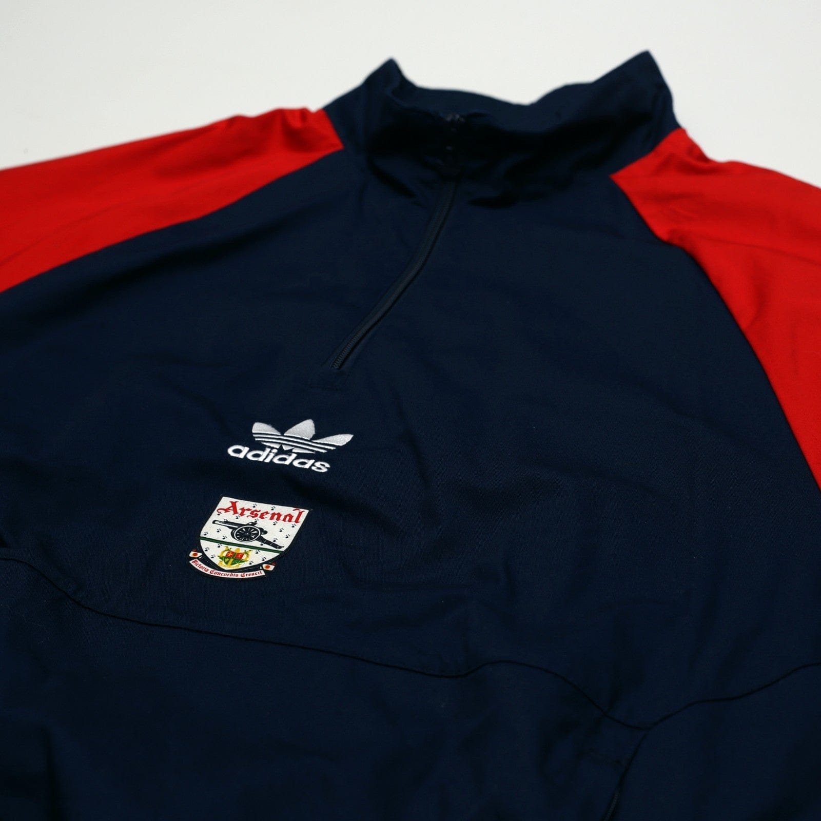 1991/93 Arsenal adidas Originals 1/4 Zip Football Track Top Jacket (L) Drill Top
