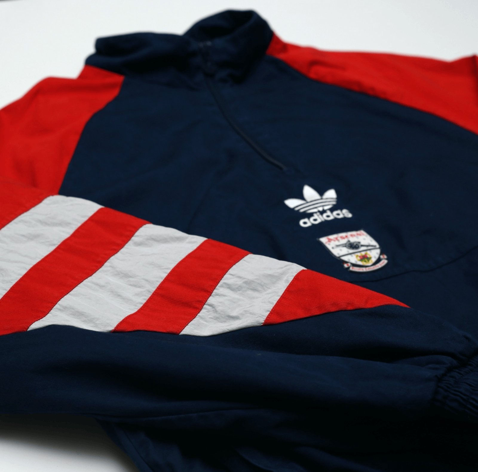 1991/93 Arsenal adidas Originals 1/4 Zip Football Track Top Jacket (M) Drill Top