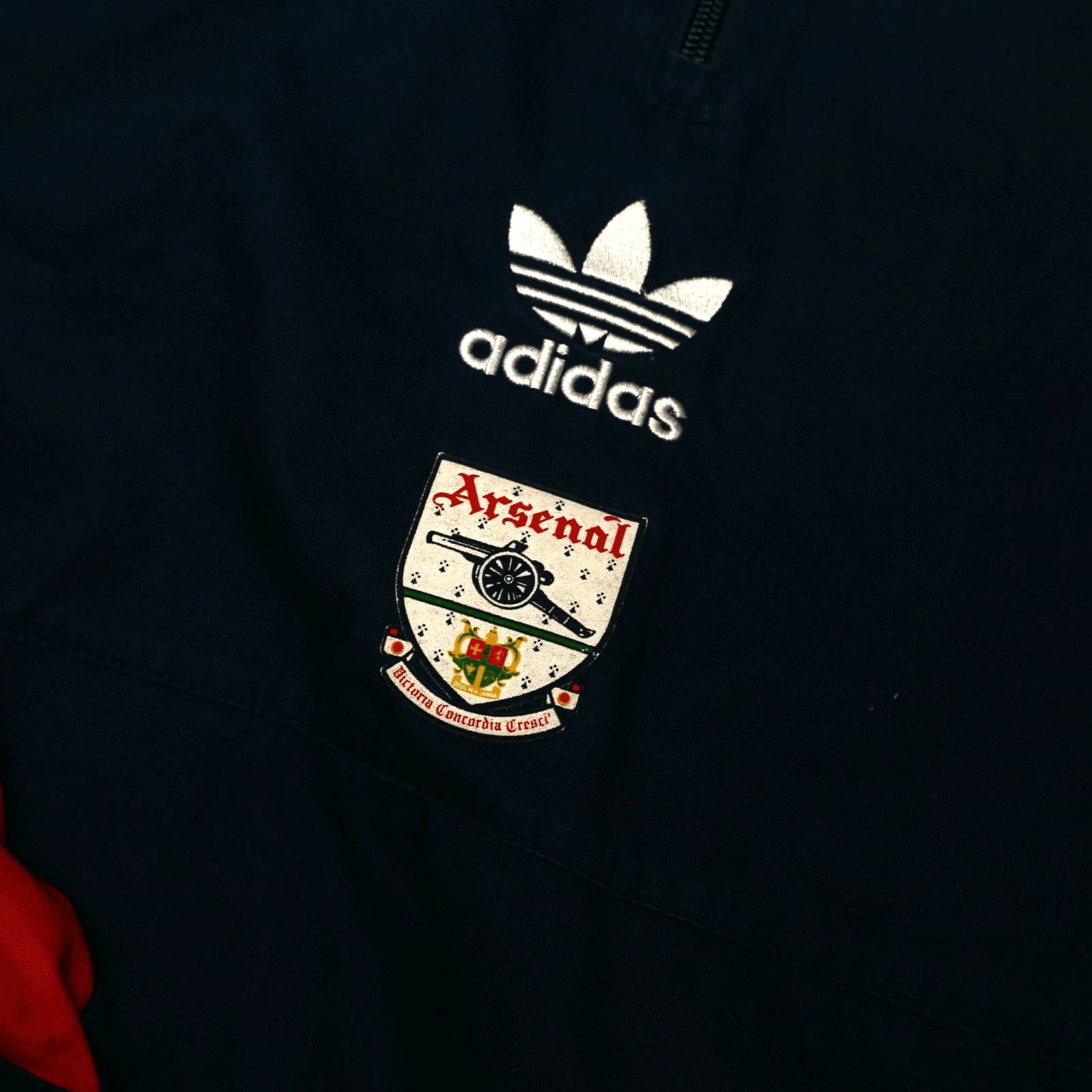 1991/93 Arsenal adidas Originals 1/4 Zip Football Track Top Jacket (M) Drill Top