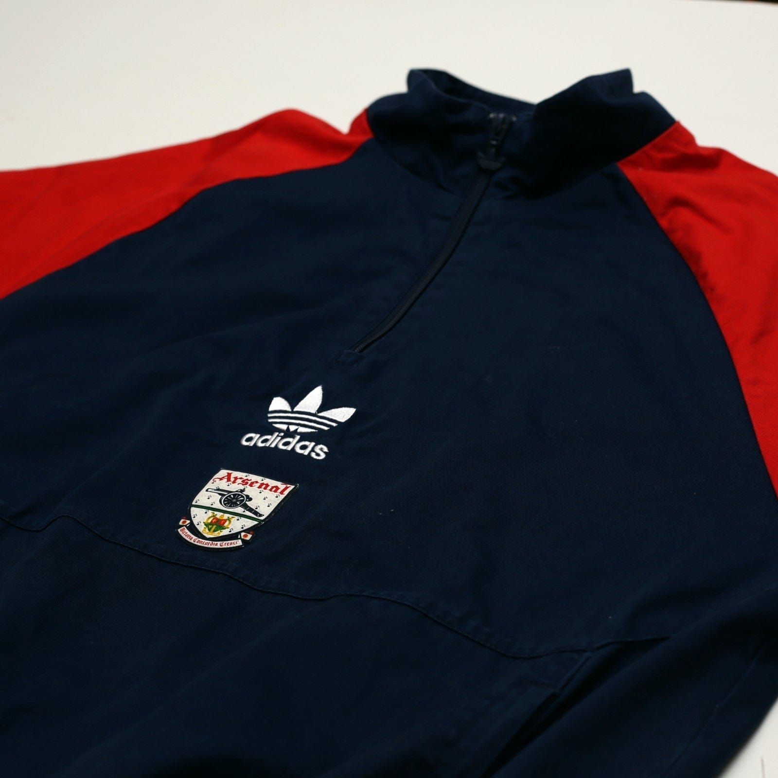 1991/93 Arsenal adidas Originals 1/4 Zip Football Track Top Jacket (M) Drill Top