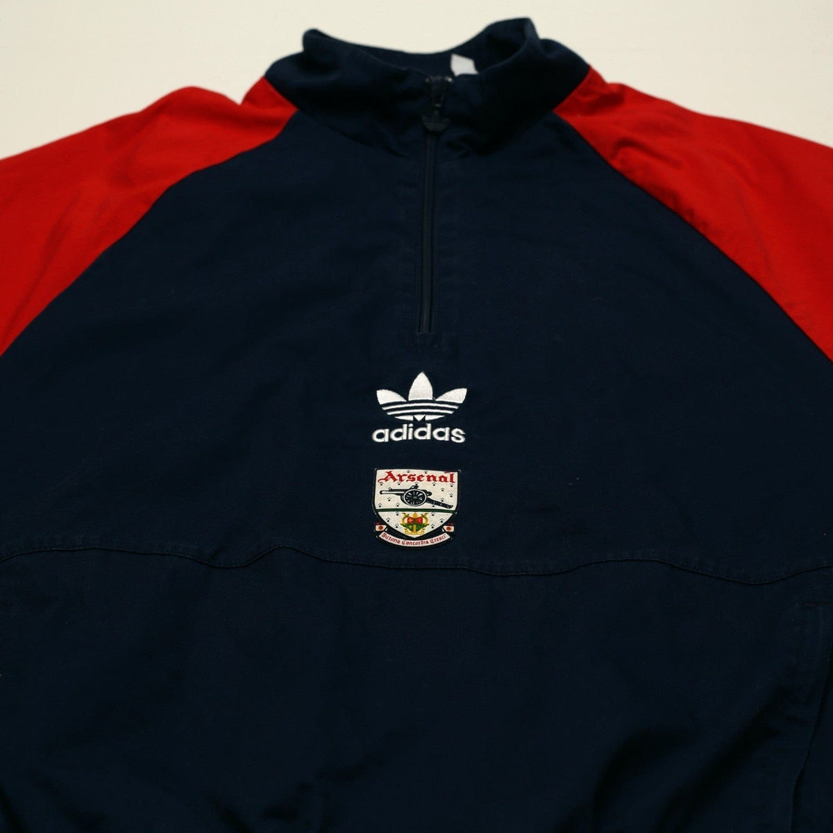 1991/93 Arsenal adidas Originals 1/4 Zip Football Track Top Jacket (M) Drill Top